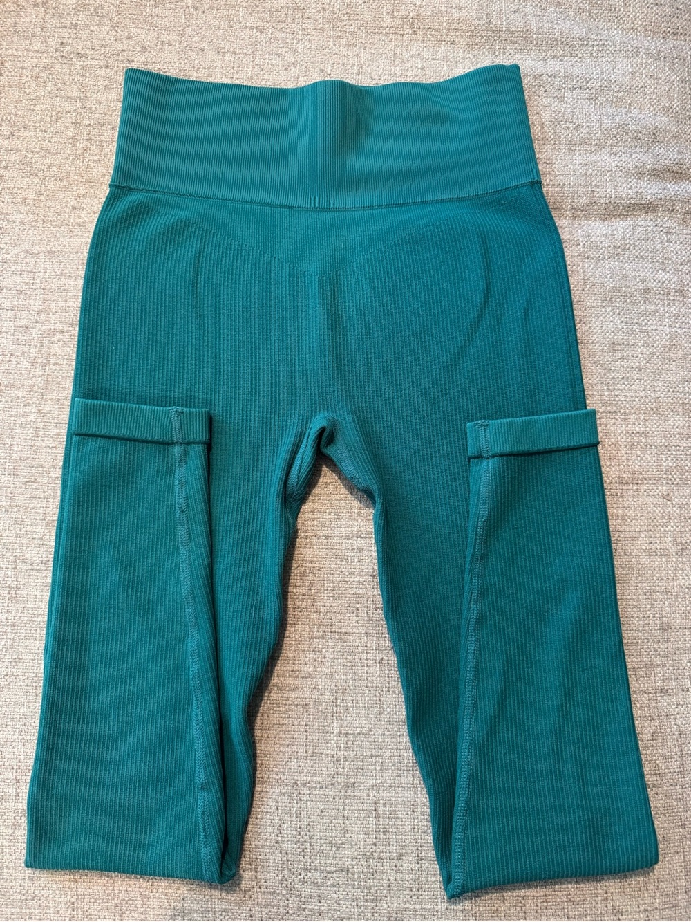 Unbranded Teal Seamless Ribbed High Waist Leggings V Contour Size Small
